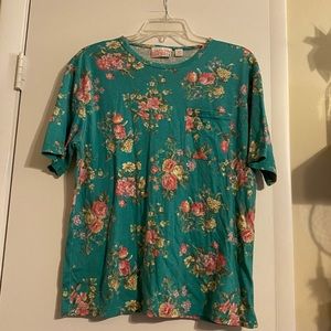 Floral sleep shirt with front pocket